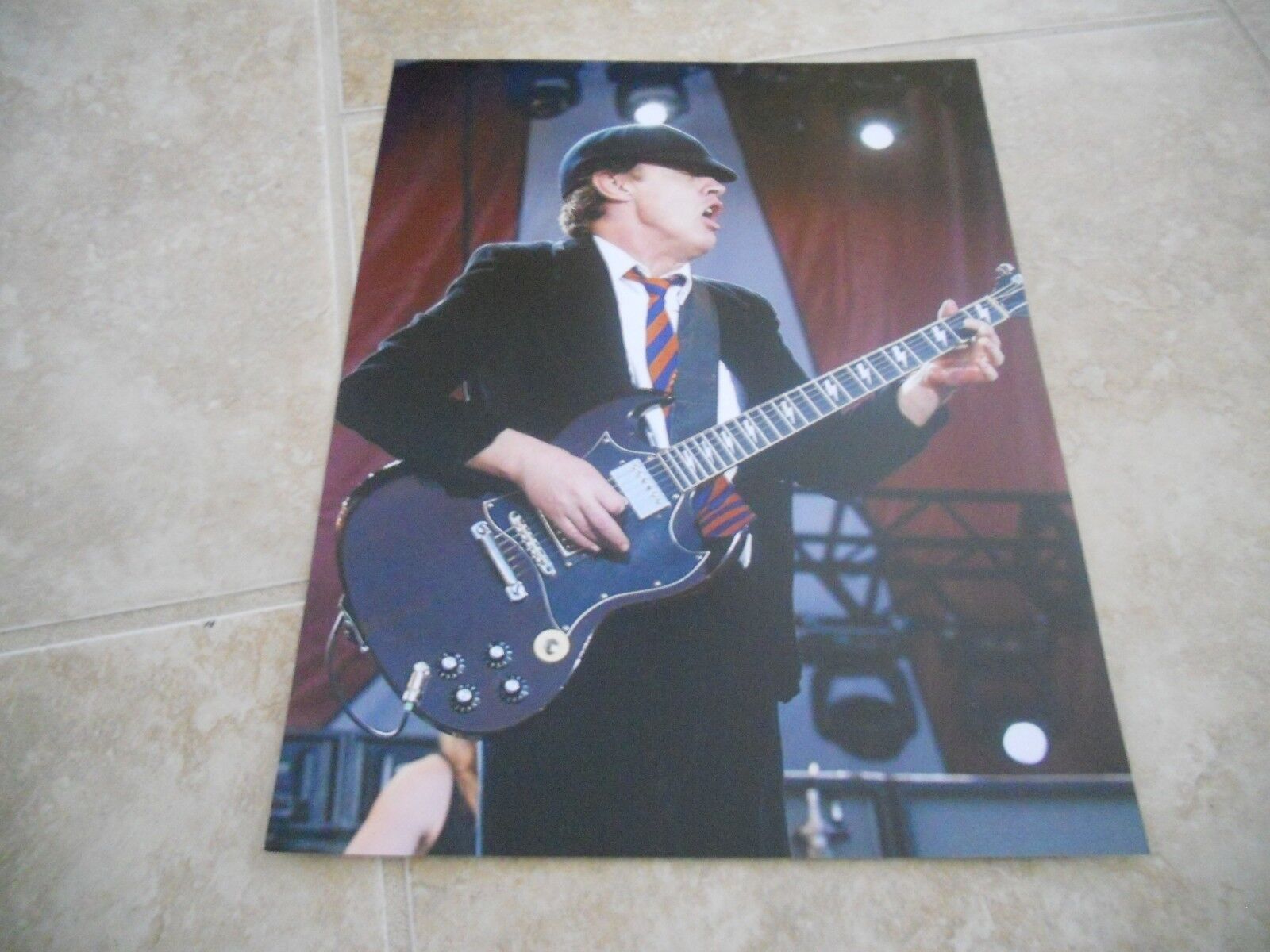 AC/DC Angus Young Live Concert Tour Guitar Color 11x14 Photo Poster painting #2