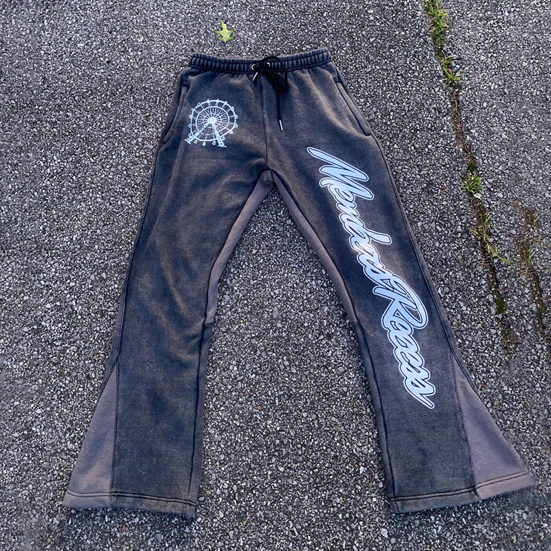 Retro Personalized  Members Print Flared Sweats Trousers