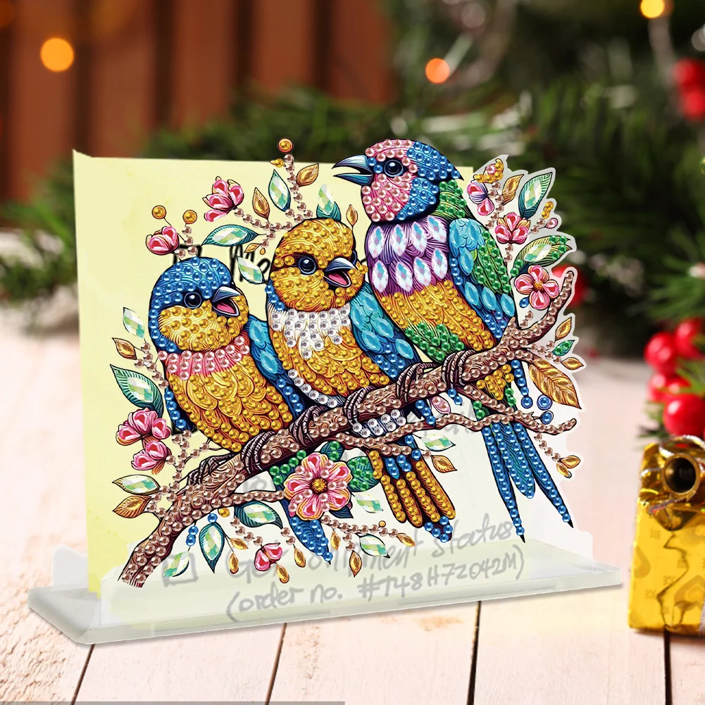 DIY Parrot Diamond Painting Acrylic Napkin Rack Decor for Home Office Decor