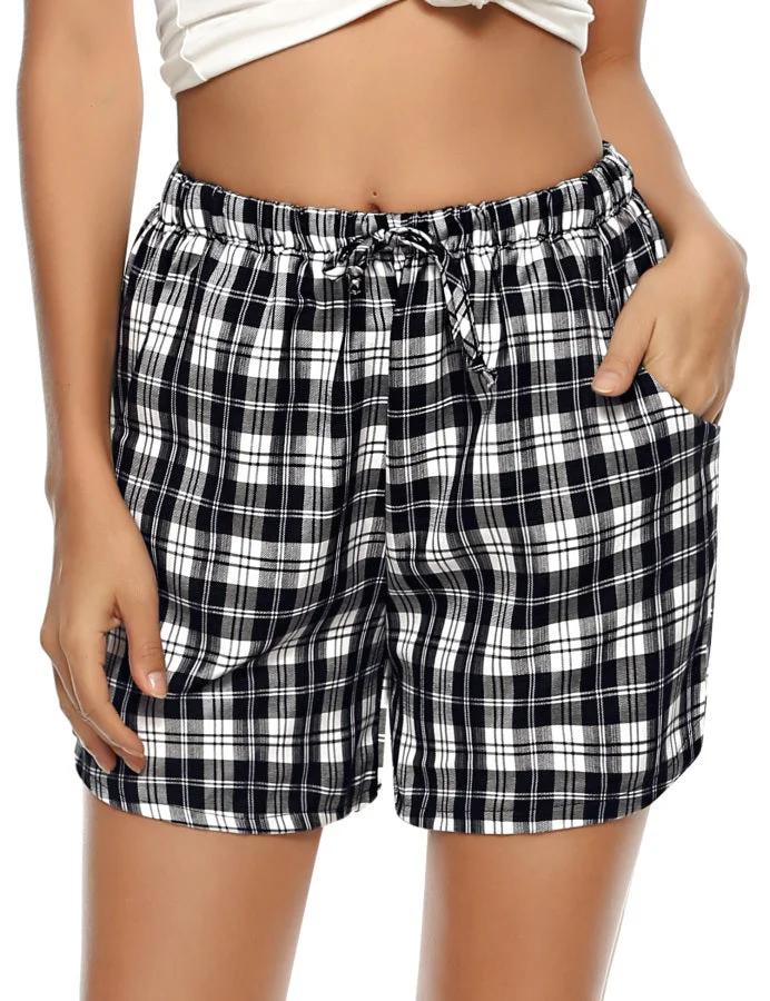 Women's Loose Drawstring Plaid Shorts
