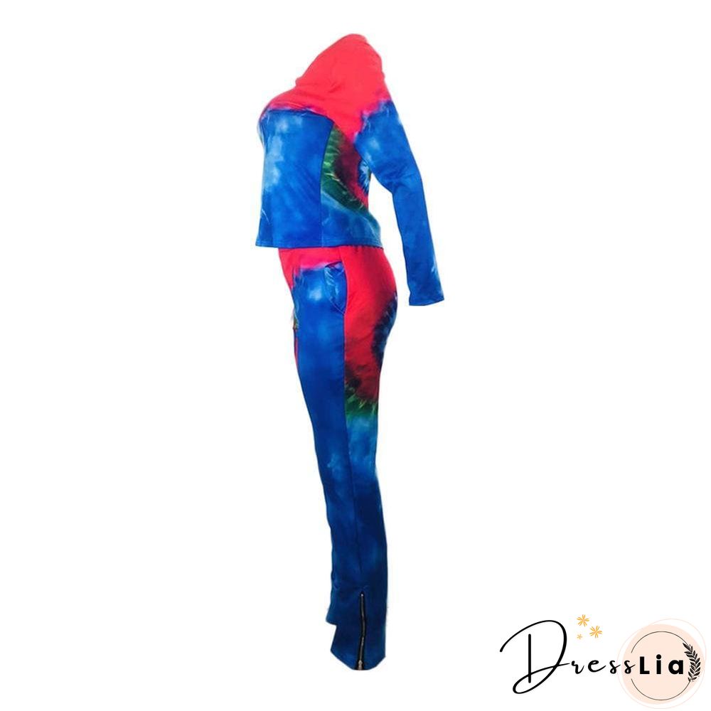Fashion Tie-Dyed Positioning Print Two-Pieces Set