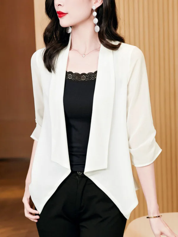 Chiffon thin sleeve jacket sun protection blazer Flusfy