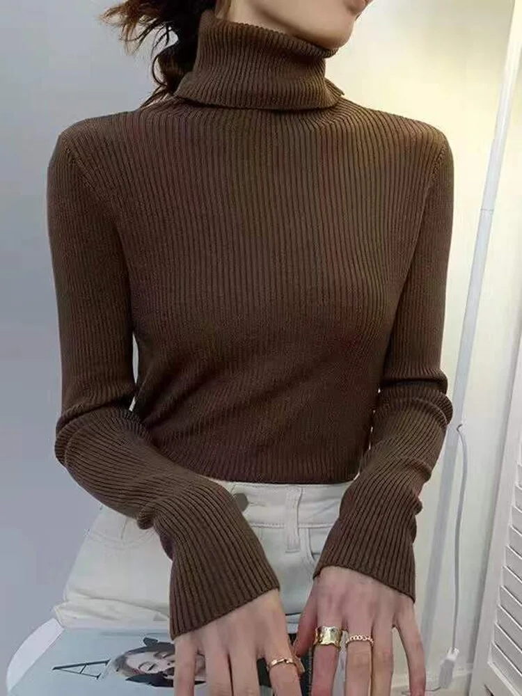 Billionm Women Turtleneck Sweater 2022 Autumn Winter Sloid Color Cashmere Sweaters Jumper Female Casual Long-sleeved Bottoming Pullover