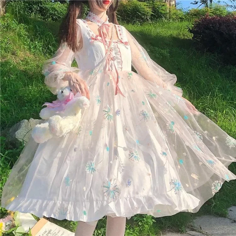 Tea Party Floral Embroidery Kawaii Princess Lolita Dress SS2015