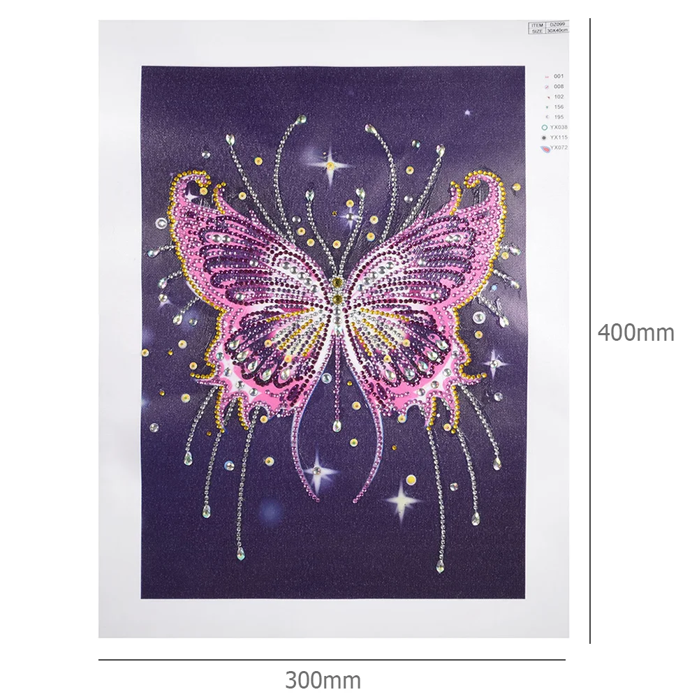 Diamond Painting - Special Shaped Drill - Purple Butterfly(30*40cm)
