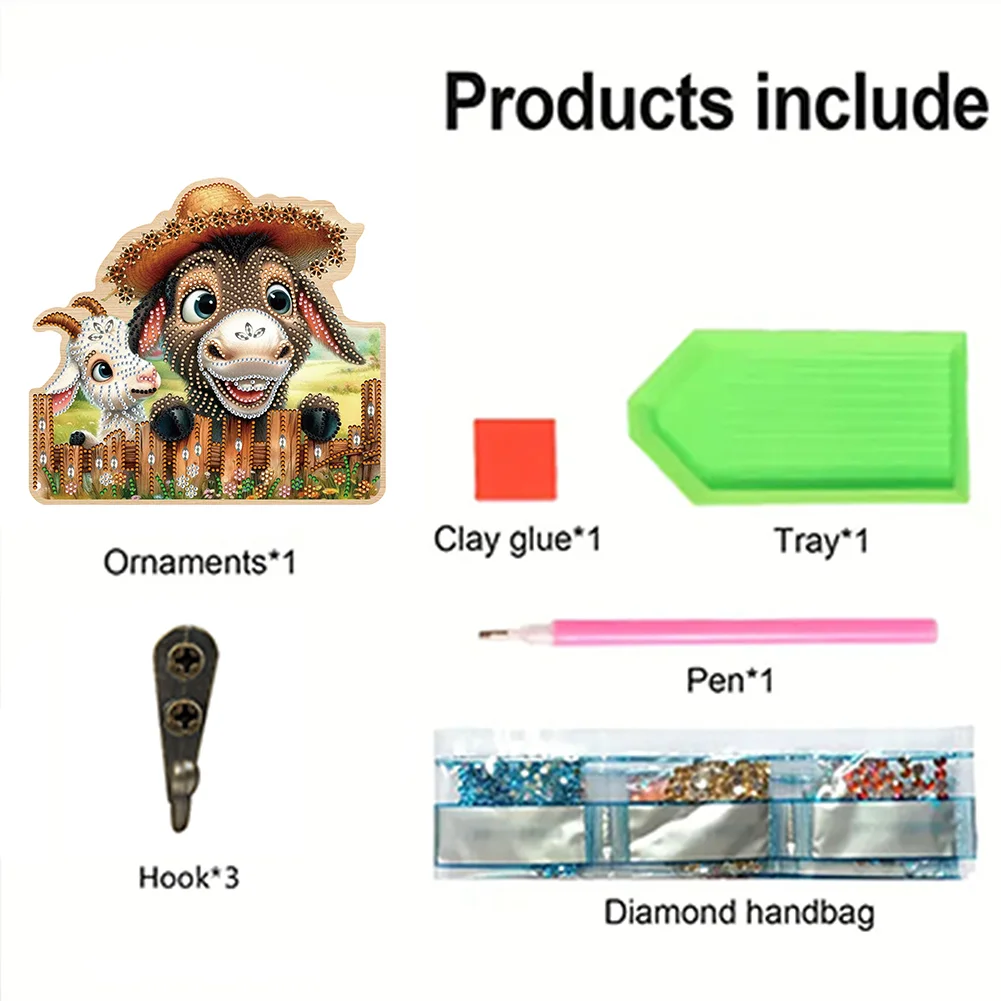 DIY Donkey 3 Hooks Diamond Painting Pet Hook Rail Diamond Art Hanging Hooks