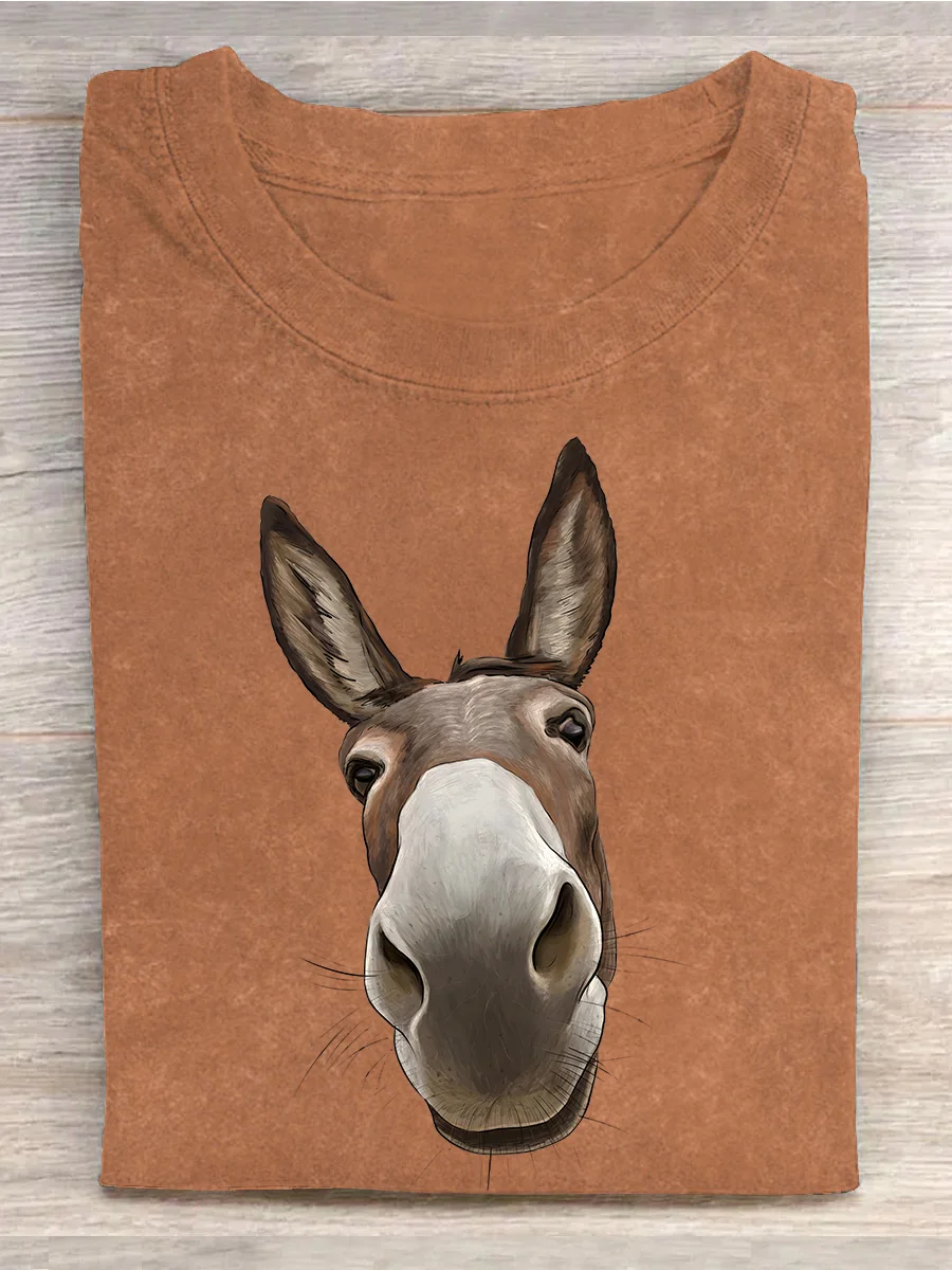 Eagerlys Cute Donkey Face T-shirt Eagerlys