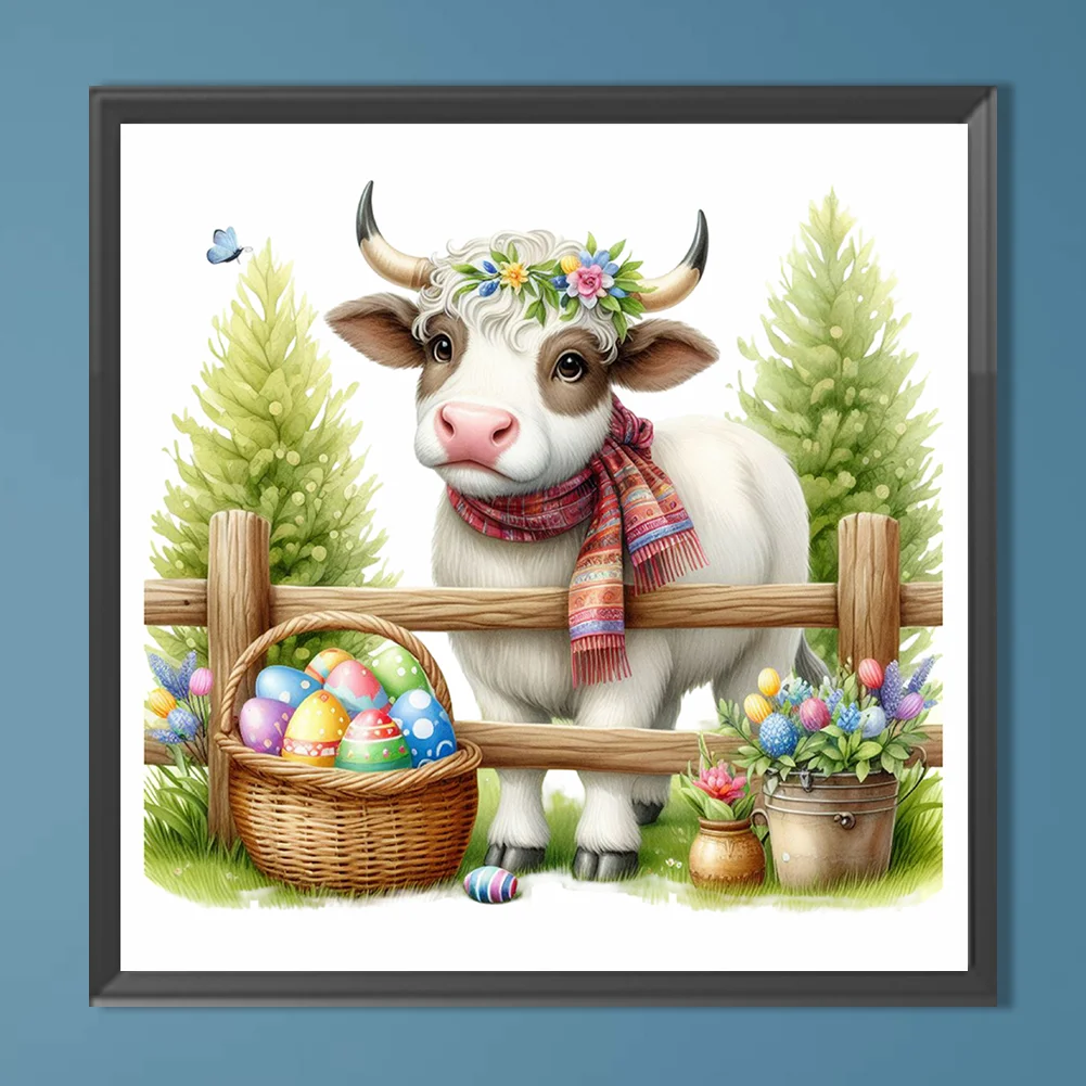Diamond Painting - Full Round Drill - Easter Cow(Canvas|40*40cm)