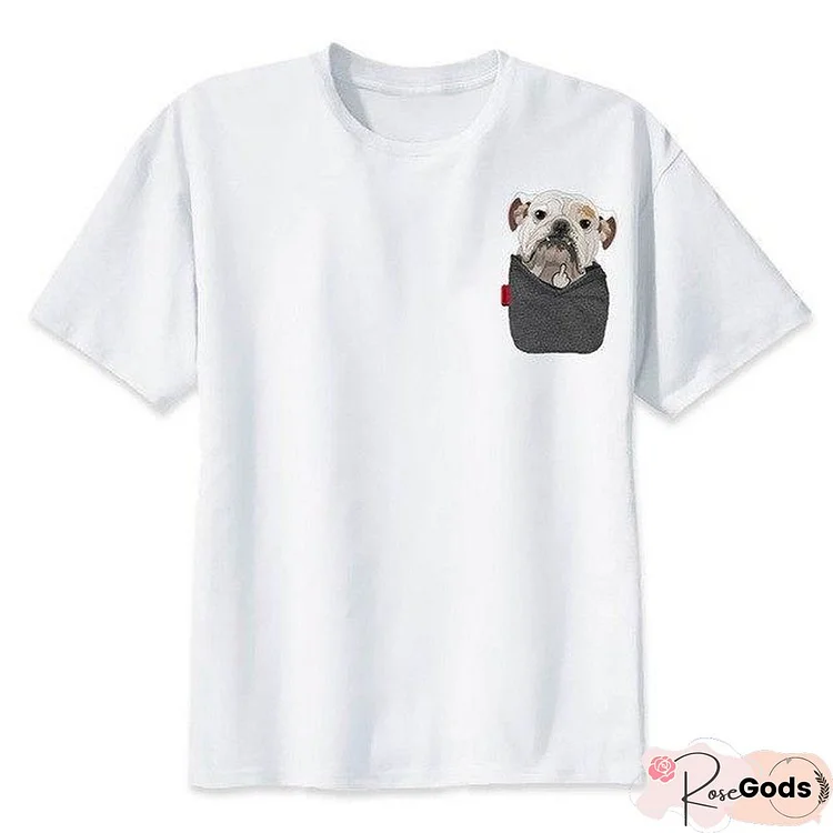 French Bulldog Casual White Printed Short Sleeve T-Shirt For Men/Women Tops Tees