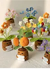 (Finished Product)Crochet Flower Potted Doll with Positive Card Desktop Ornaments, Potted Plants, Bouquets Gift Home Decor