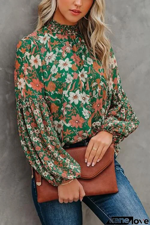 Floral Balloon Sleeve Blouse