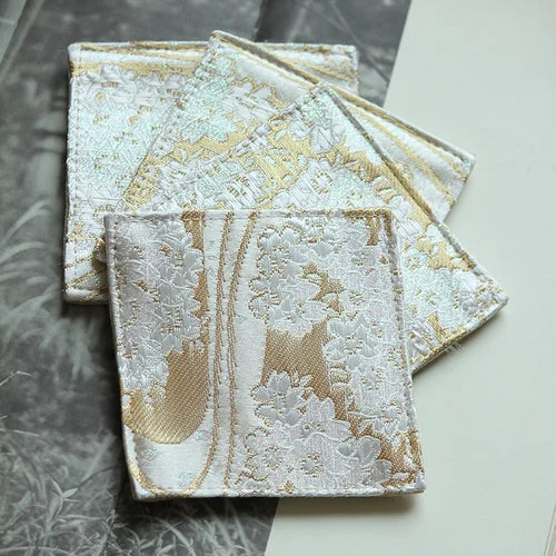 Chinese Brocade Heat Proof Coaster Fabric Non-Slip Cotton Handmade Water Absorbent Coaster