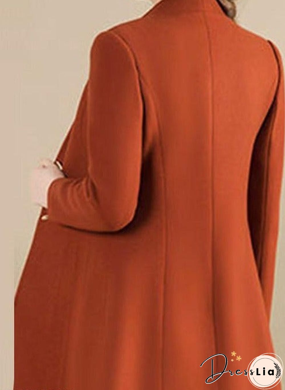 Collarless Autumn And Winter Mid Length Coat