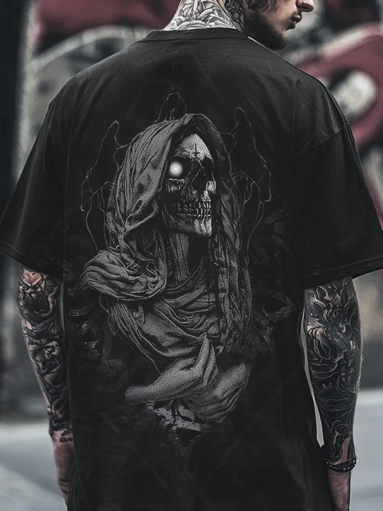 Shoptechwear Art Satanic Skull Oversized Unisex Casual T-shirt