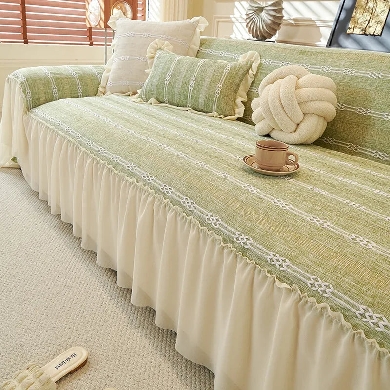🛋️45% off - Elegant Solid-Color Ruffled Sofa Cover