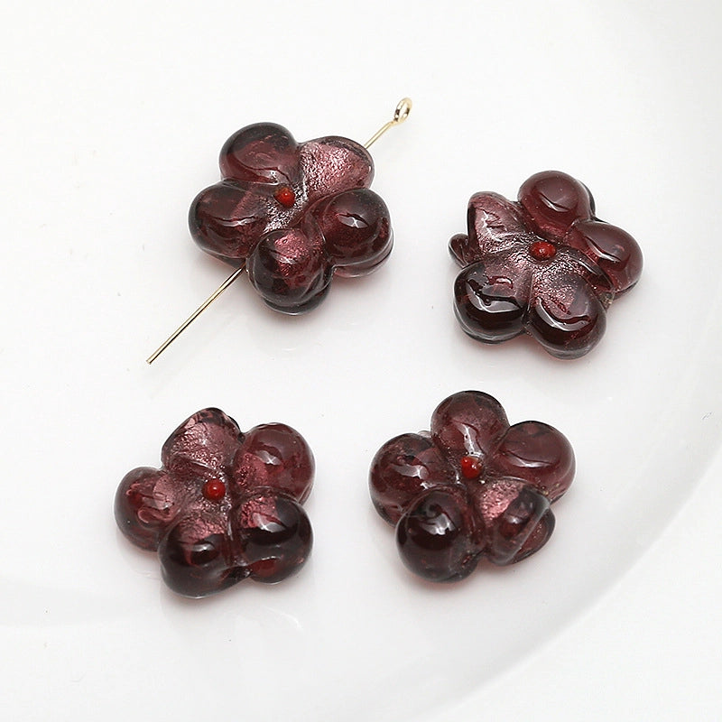 10 PCS/Package 14mm 19mm Glass Flower Jewelry Accessories