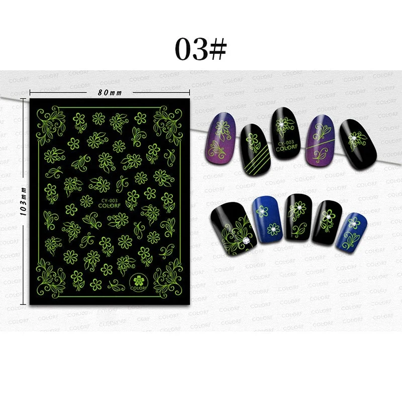 1 Sheet 3D Halloween Nail Sticker Christmas Skull Bone Snake Butterfly Maple Leaf Pattern Decals Manicures 3D Nail Decorations