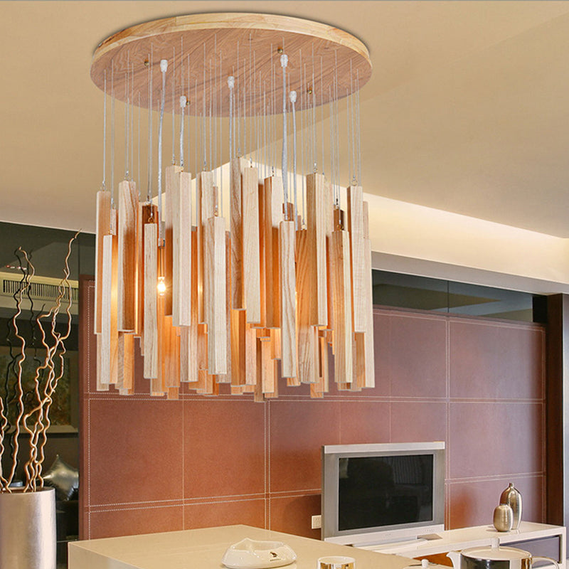 Wood Art Personality Line Room Pendant Lights