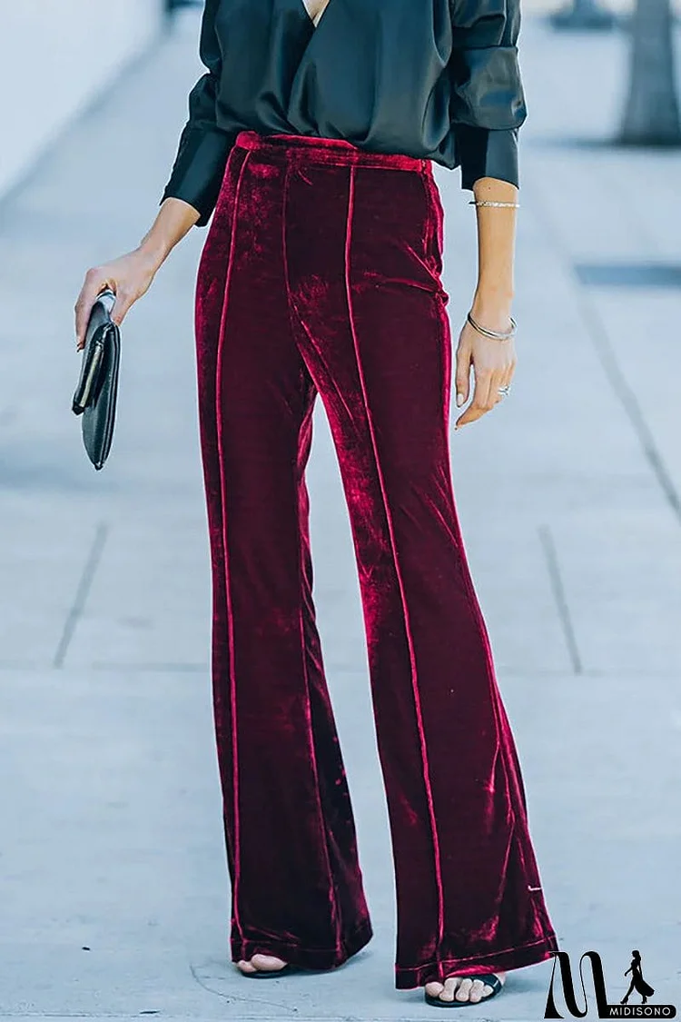 Cheerful Velvet Seam Flares Pants