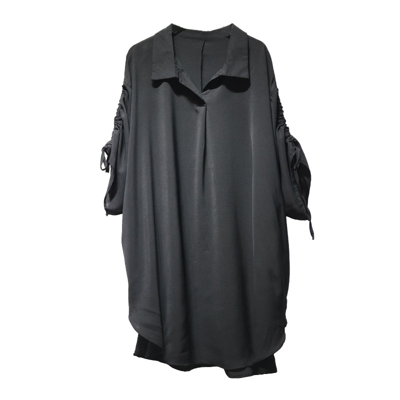 Minimalist Solid Color Batwing-Sleeve Dress
