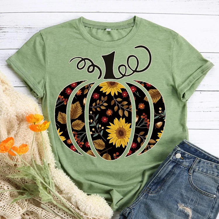 Floral Pumpkin T-Shirt-08602
