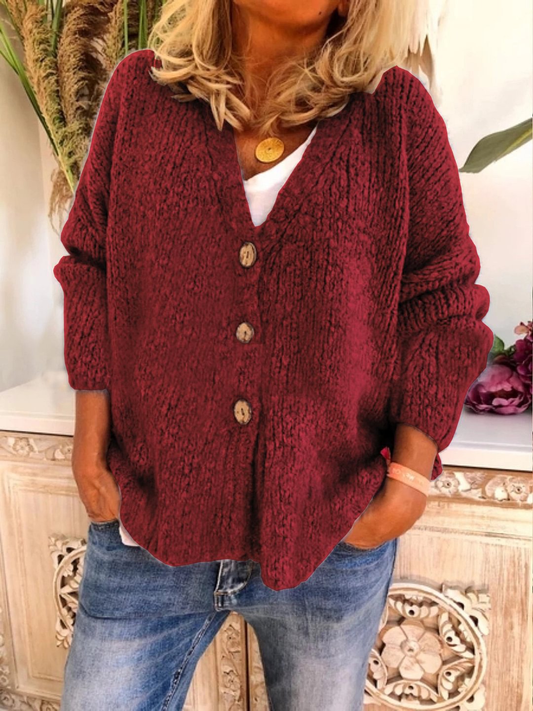 Casual Solid Color Sweater Cardigan