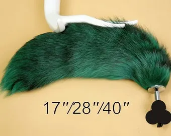 Green fox tail butt plug fox tail plug wolf tail plug anal tail buttplug  cat tail plug petplay tail kittenplay tail plug ass plug mature