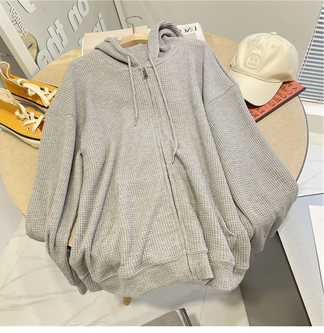 Brownm Brownm Hoodie Female Autumn New Loose Show Thin Design Sense Spring And Summer Coat Female Zipper Cardigan