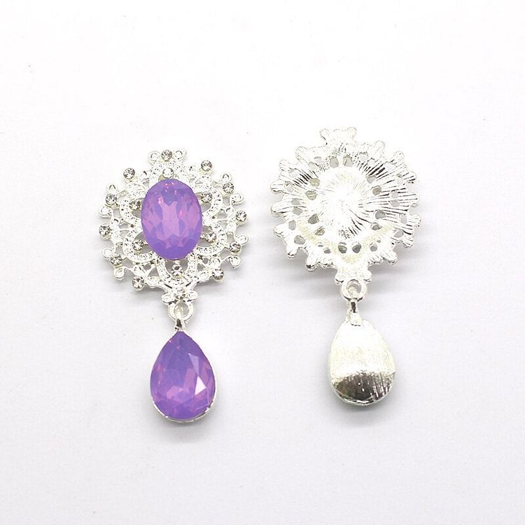 10Pcs DIY Hand Work Decoration 24*45mm Metal Alloy Rhinestones Plating Silver Mix Color