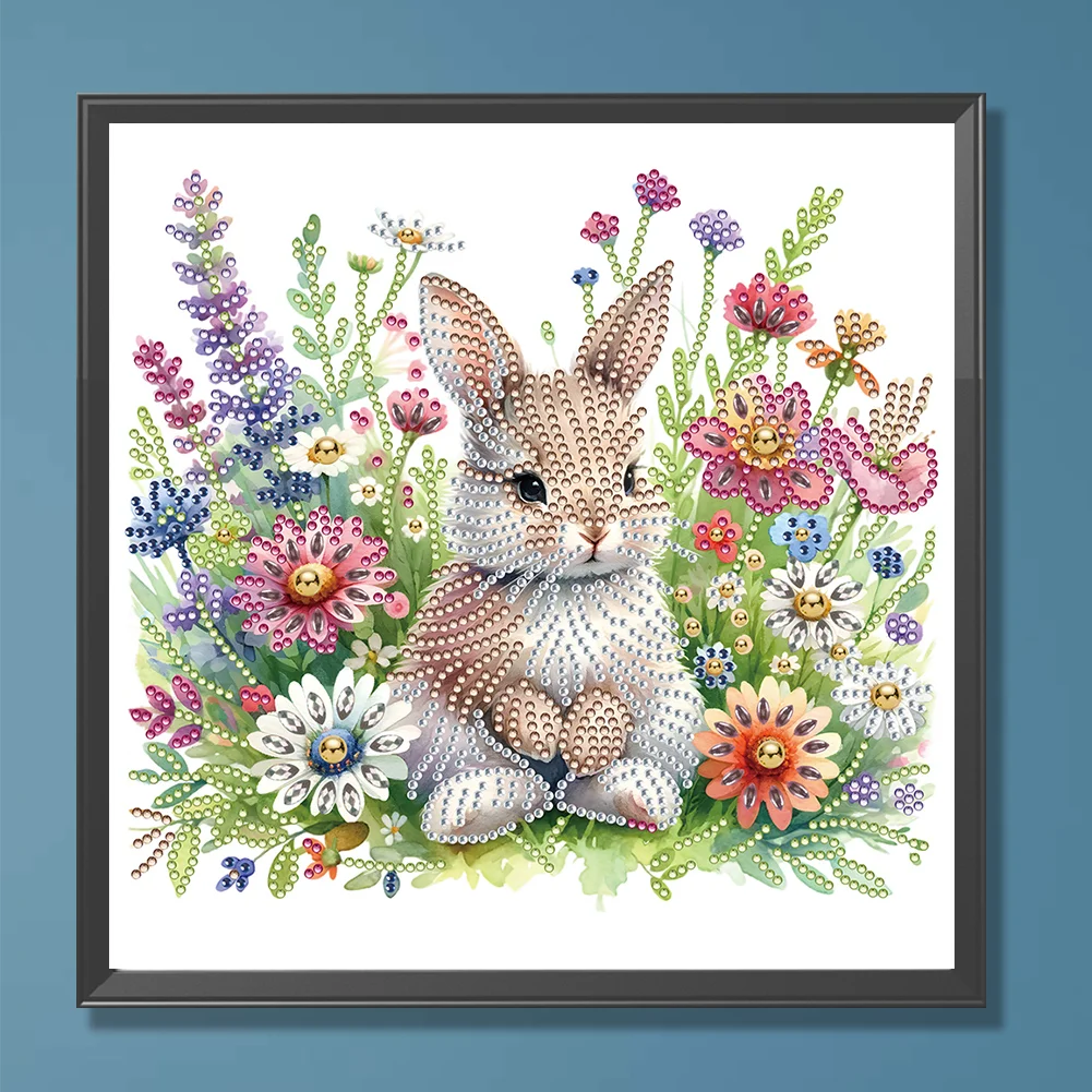 Diamond Painting - Partial Special Shaped Drill - Flowers Rabbit(Canvas|30*30cm)
