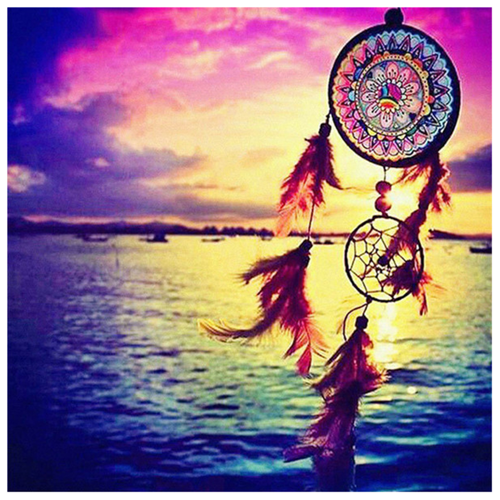 

30*30CM - Round Drill Diamond Painting - Beach Dreamcatcher, 501 Original
