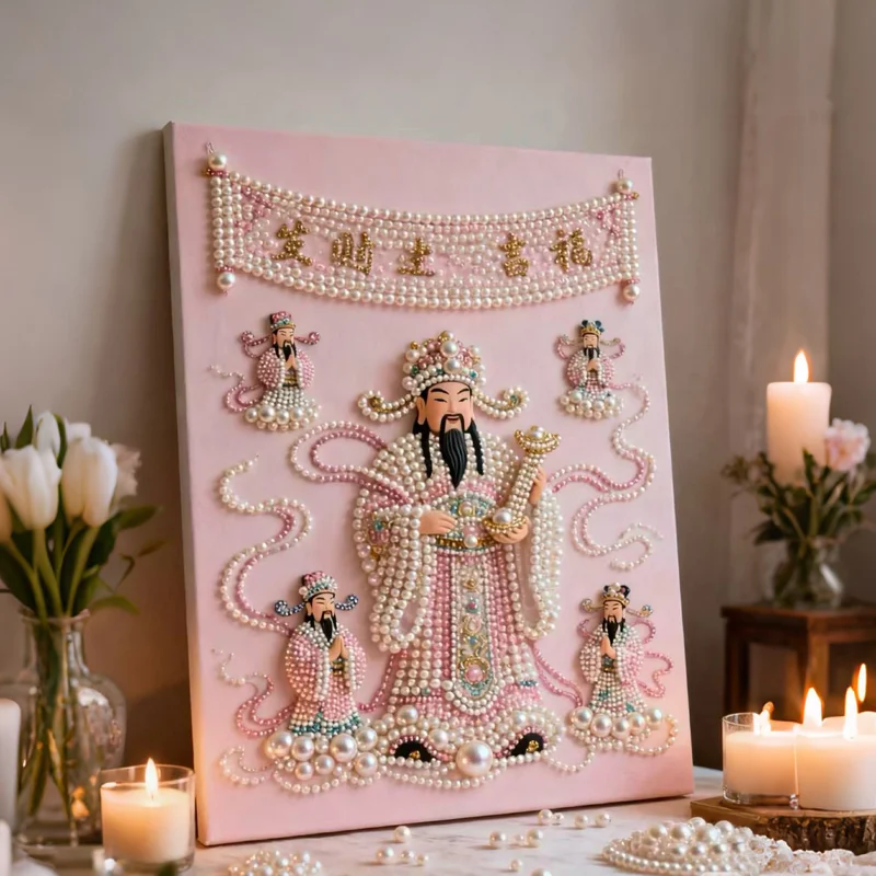 DIY Pearl Painting Art Kit, Oil Painting Style Beads Canvas With Frame 40*50cm