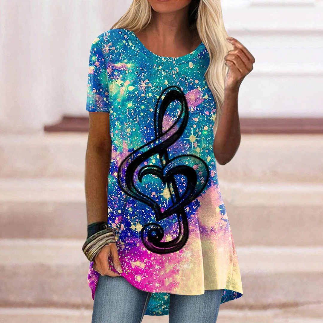 Musical Tie Dye Printing Graphic T-shirts