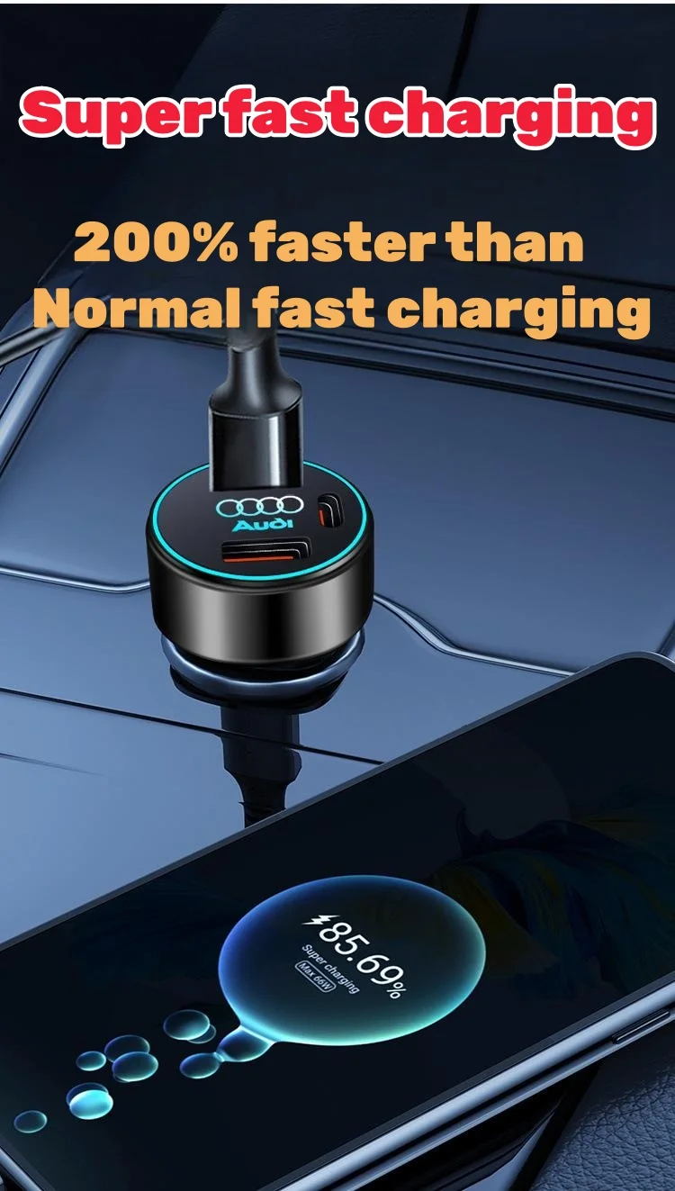 Car logo fast charging car cigarette lighter conversion plug charger