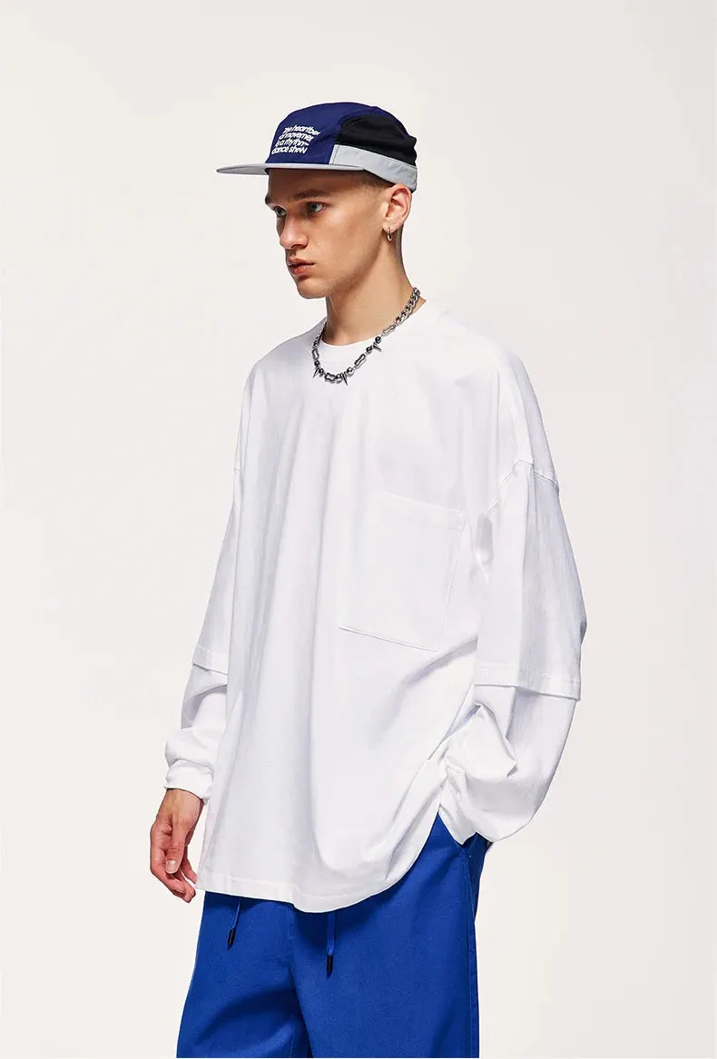 Brownm Layered Sleeve Basic Sweatshirt