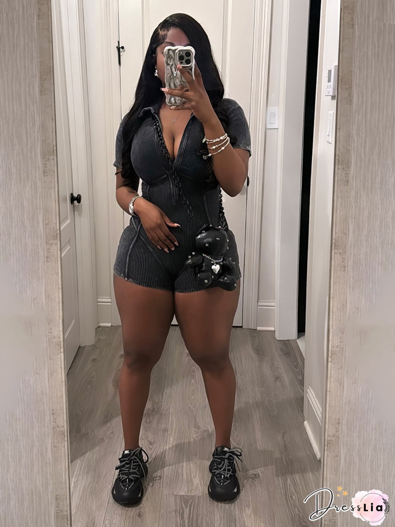 Long Sleeve Turtleneck Skinny Women Zipper Rompers