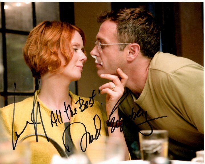 DAVID EIGENBERG and CYNTHIA NIXON signed 8x10 SEX AND THE CITY Photo Poster painting