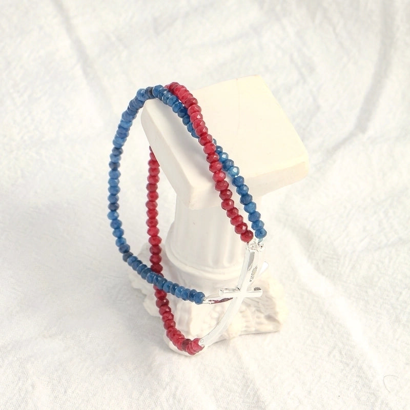 Minimalist Cross Beaded Copper Bracelets