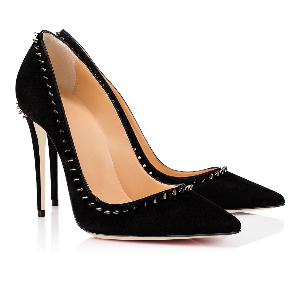 120mm Women's High Heels Stiletto Pumps Black Suede-vocosishoes