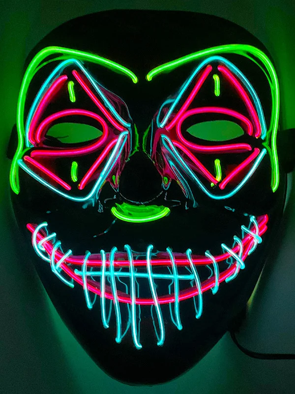 Halloween Led Mask Scary Halloween Light Up Glowing Mask-mysite