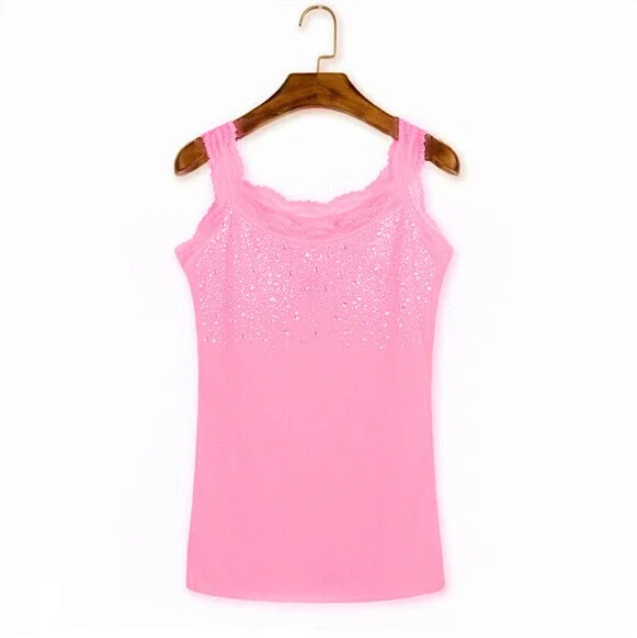 Summer Shirts Women's Rhinestone Sexy Lace Tanks Tops Sling Halter Sleeveless Blouse Patchwork Low Bust Hot Drilling Corset