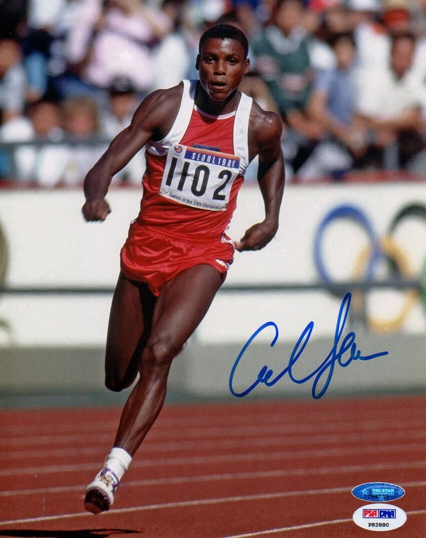 Carl Lewis SIGNED 8x10 Photo Poster painting Olympic Gold Medalist PSA/DNA AUTOGRAPHED