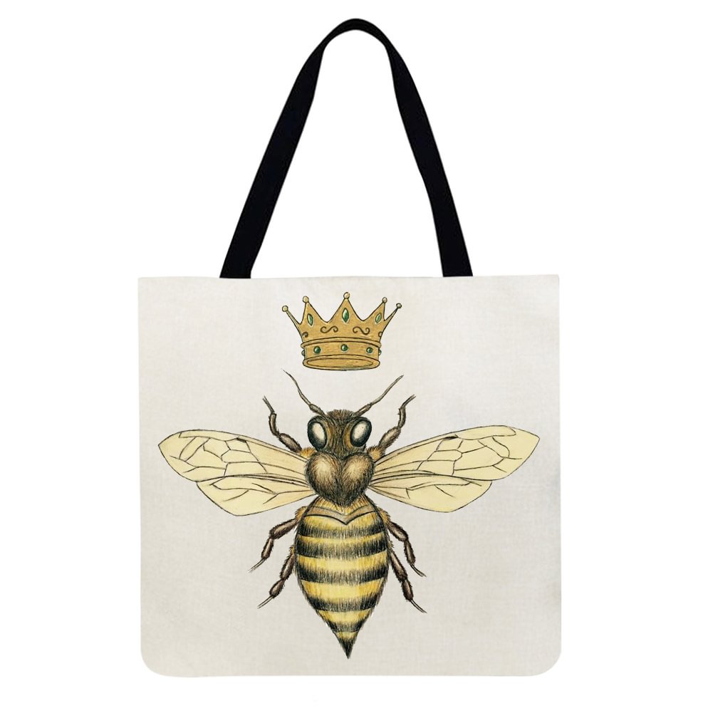 Linen tote bag-Bee