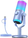 USB Gaming Microphone for PC, Programmable Condenser Microphone with RGB Light, Mute, Gain, Monitoring, Volume Control for Streaming, Podcasting, Twitch, YouTube, Discord, Computer, Mac, PS5, DM30