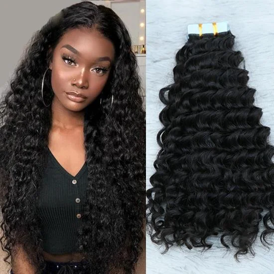 YVONNE Platinum Grade Deep Wave 50g/pack including 20pcs Tape In Human Hair Extensions