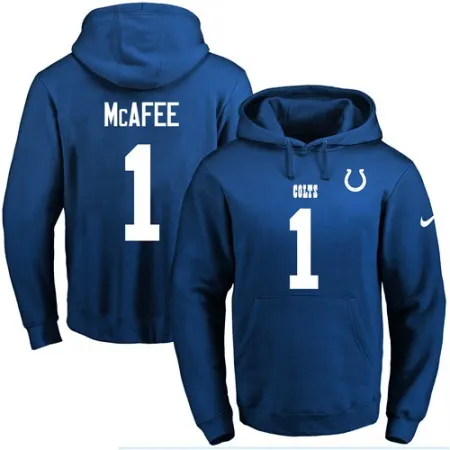 Colts #1 Pat McAfee Royal Blue Name & Number Pullover NFL Hoodie