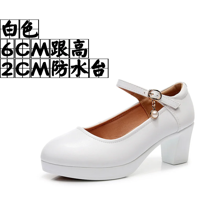 Breakj Breakj 6Cm Silver Heeled Show Shoes Thick-Singing Leather Shoes Thick-Soled Model Single-Shoe Large-Size Working Shoes