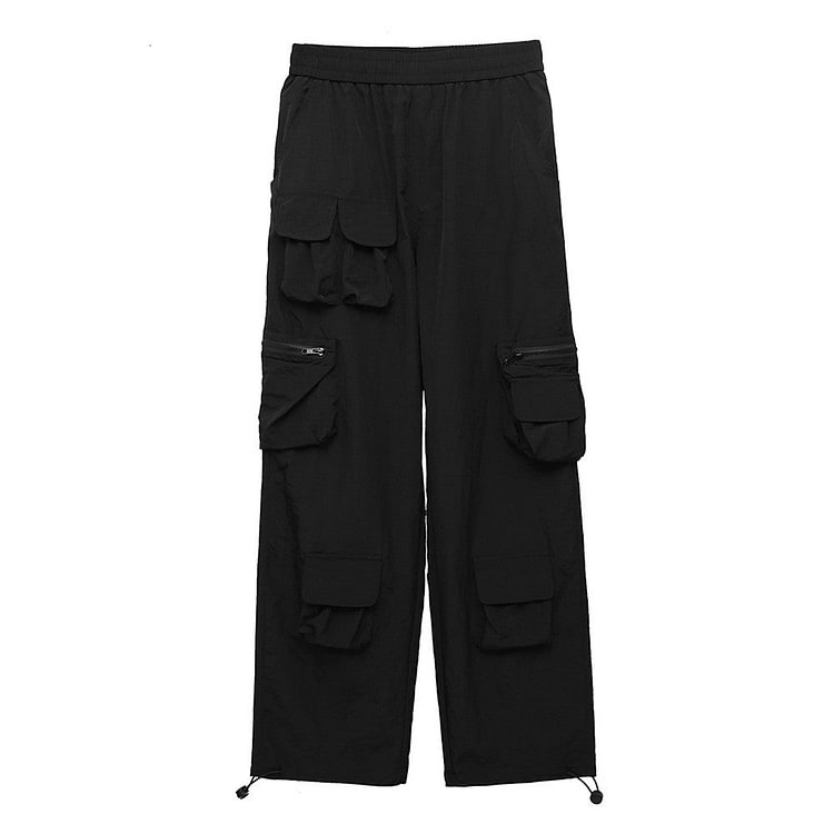 Men's Large Size Retro Sports High Street Wide Leg Pants Harajuku Style Trendy Drawstring Ankle-Tied Trousers Men Pants