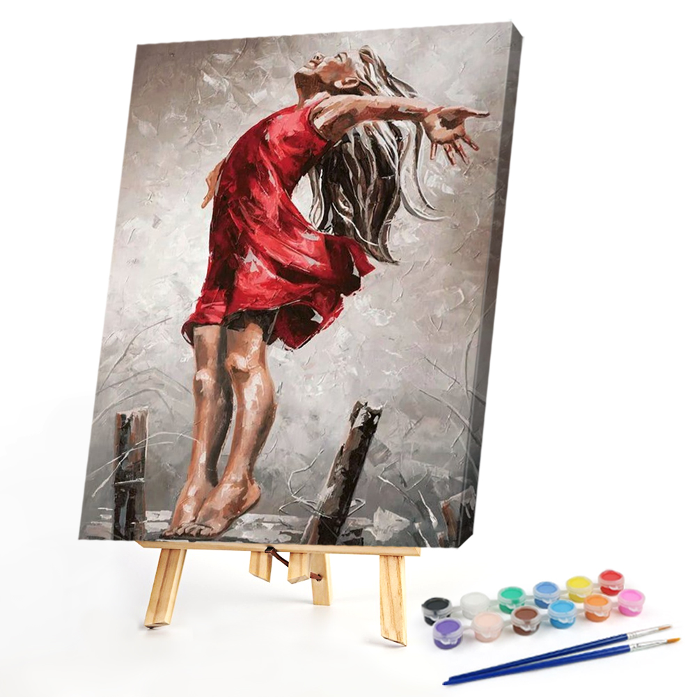 

40*50CM - Paint By Numbers - Girl in Red Dress, 501 Original