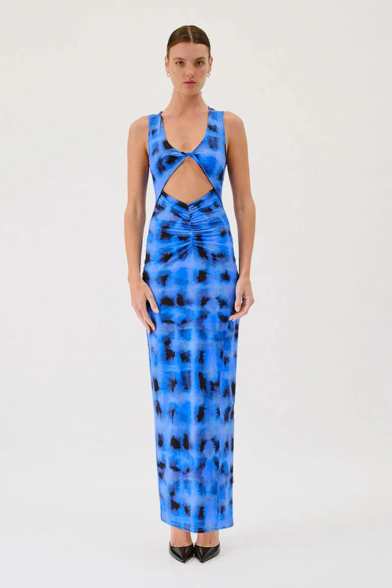 knee length dresses for ladies Pastel Blue Sequin Ruffle Split Maxi Dress Blue / 6